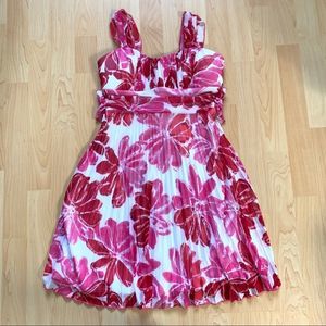 White & Red Floral Sleeveless Dress